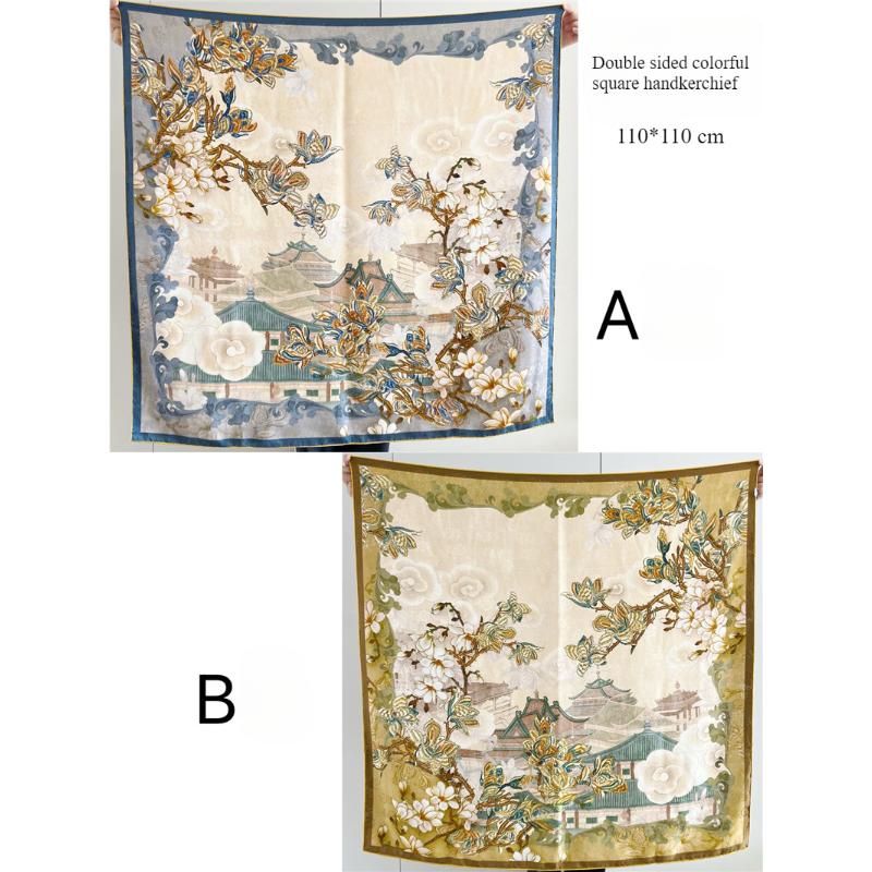 

110*110 см двухсторонний шелковый шарф женский щедрый шарф шелковый шарф шаль 110*110cm