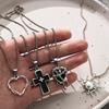 4PCS Personality Thorn Love Necklace Set Gothic Style Crucifix Pendant Chain  Church