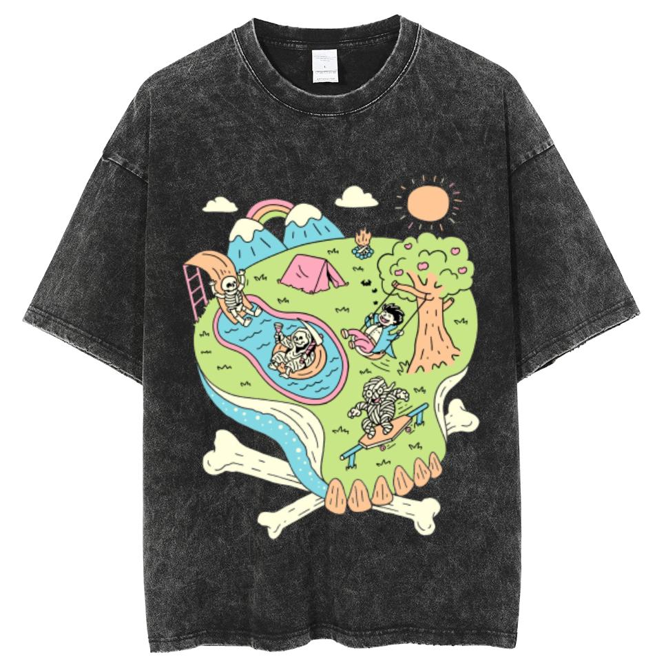 

Летняя женская футболка с принтом «Островной пейзаж», свободный покрой, унисекс, короткий рукав, симпатичный стиль, топ, базовые футболки S