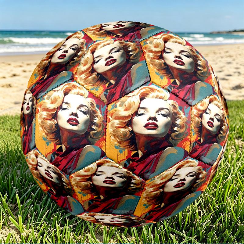 Marilyn Monroe Print Size 5 Soccer Ball, PU Wear Resistant Football for Match Training and Daily Practice, Birthday Gift for Soccer Fans