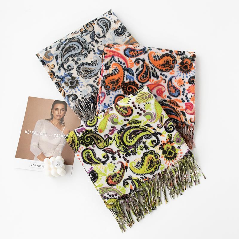 Women Winter Scarf Paisley Print Cashmere Pashmina Shawls Wraps Hijab Shawls and Wraps Female Echarpe Scarves Luxury Brand