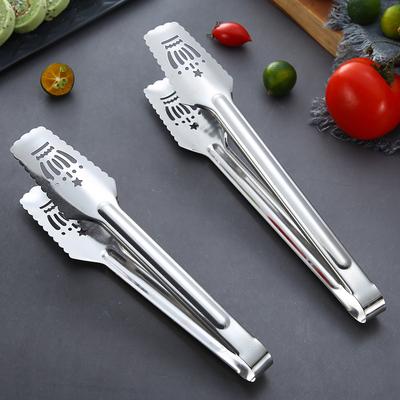 Non-slip Stainless Steel Kitchen Food Clip Crown Hollow Tongs Barbecue Steak Bread Clips Cooking Utensils