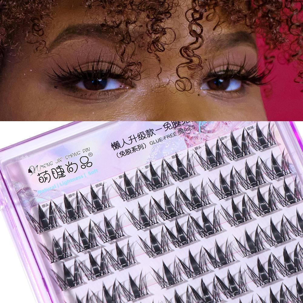 

Sweet Glue Free Fake Eyelashes Curled Individual Fake Eyelashes Cluster False Lashes Make Up чорний