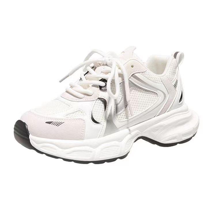 Korean Women's Summer 2025 Mesh Breathable Dad Sneakers - Trendy, Thick-Soled Casual Sports Shoes