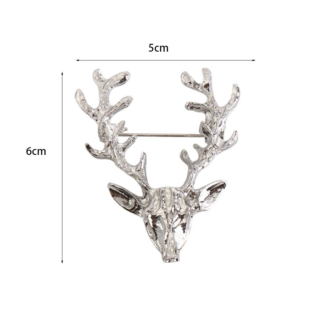 Unique Animal Elk Head Brooch Alloy Lapel Pin Christmas Badge Jewelry Clothes Accessories Deer Metal Brooch Women