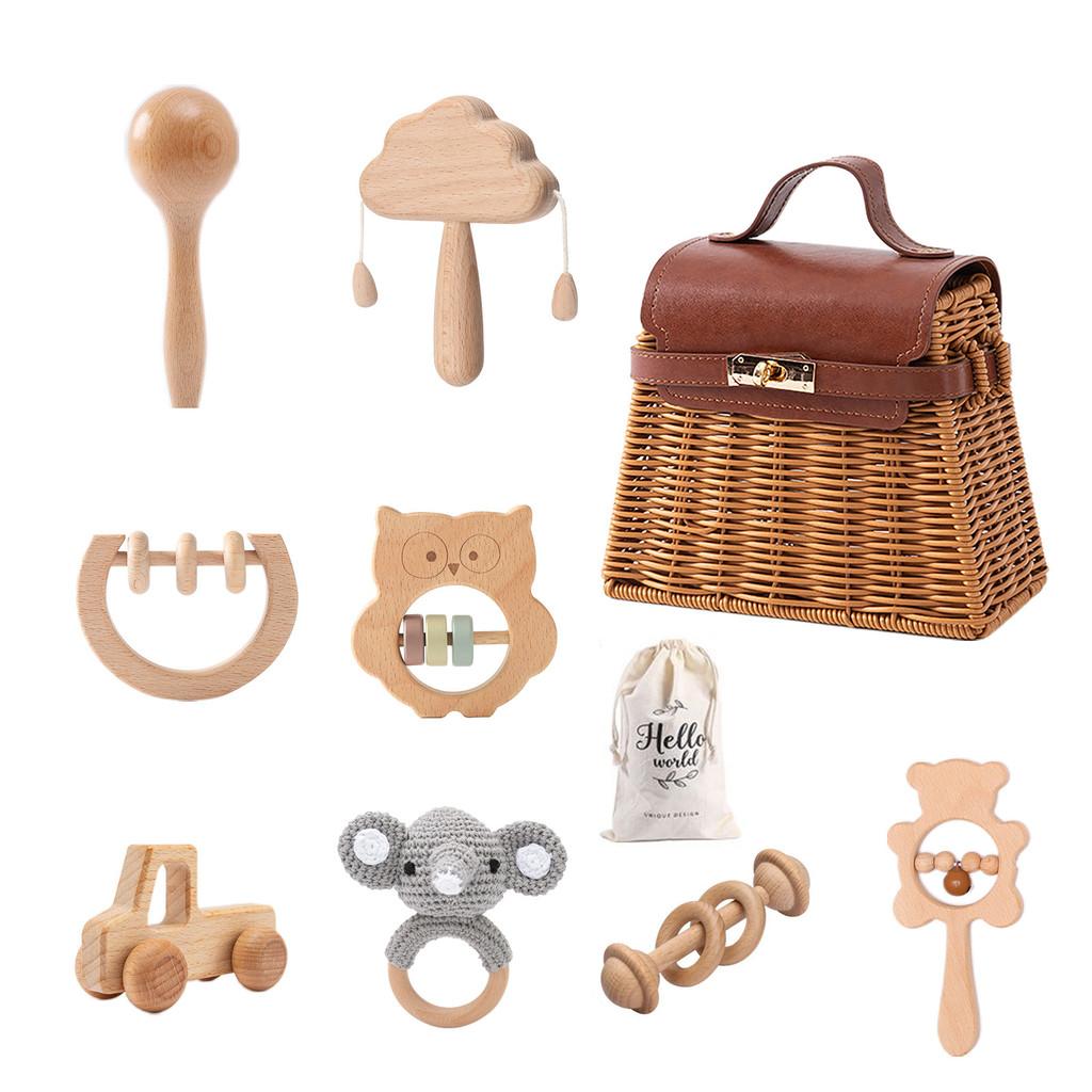 Rattle Baby Wooden Toy Set With Diy Design For Newborns And Toddler Development