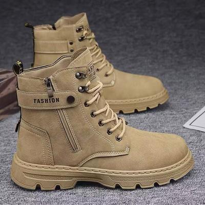 Men's High-Top Outdoor Work Boots – Autumn Mountaineering and Motorcycle Shoes, Trendy Labor Protection Footwear