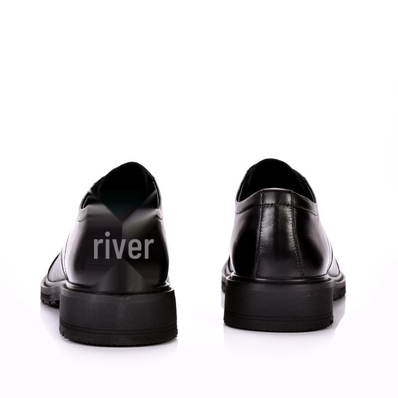Spring & Autumn Men's Round Toe Cowhide Lace-Up Leather Shoes - Trendy Business Casual Formal Footwear