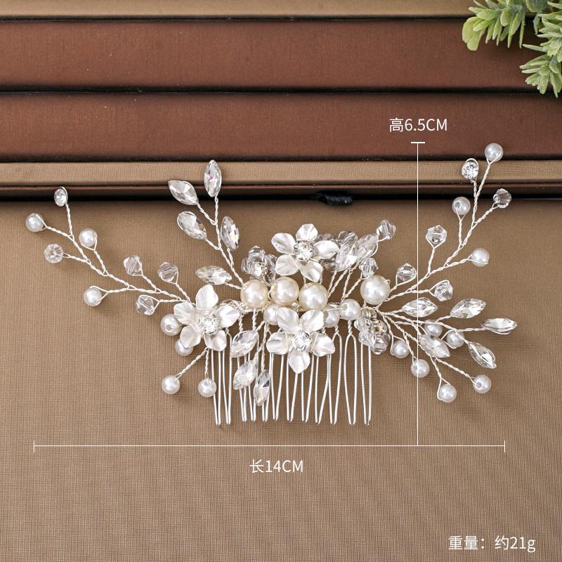 

Wedding Hair Accessories Handmade Pearl headdress women Silver Color Hair Comb flower Hai Comb Bridal Hair Ornaments Tiaras