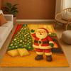 Gemütlicher Weihnachtsmann-Teppich, Festliche Weihnachtsdekoration Weihnachtsmann, Baum Kamin Design,Rutschfeste Matte für Kinderzimmer oder Wohnbereich