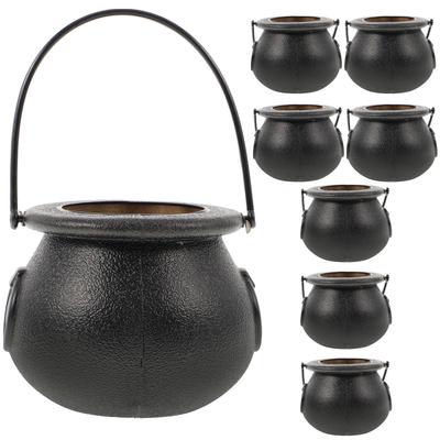 8 Pcs 5X7Cm Witch Candy Jar Plastic Cauldron For Halloween Party Candy Bucket Small Cauldrons Halloween Props Storage Container