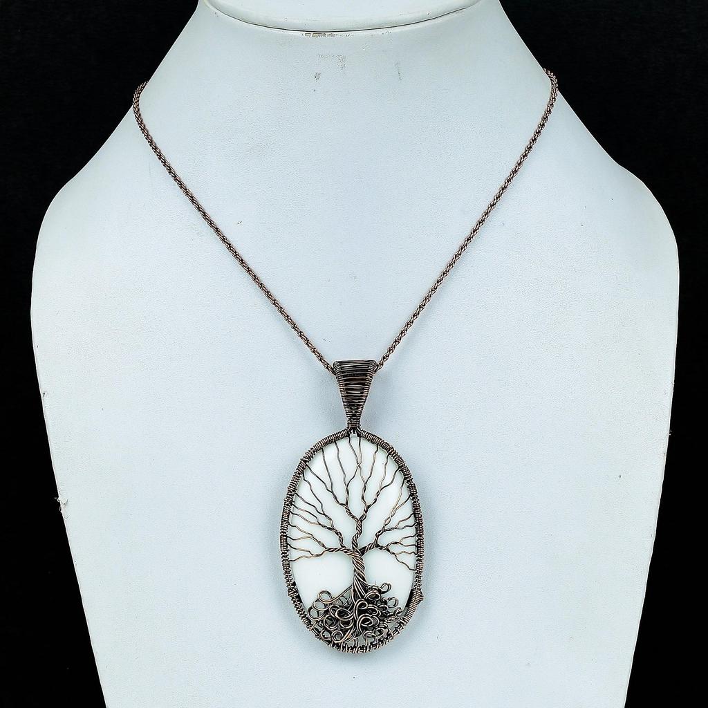 Tree Of Life White Coral 999 Copper Wire Wrapped Pendant, Handmade Gemstone Pendant Jewelry, Gifts For Wife Brand New Pendant