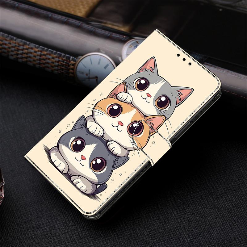 Cat Paint Cover for Samsung Galaxy A37 A57 A17 A07 A56 A36 A26 A16 A06 A55 A35 A25 A15 A54 A34 A14 Capa Phone Wallet Phone Case