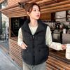 New women's lightweight sleeveless vest stand-up collar quality jacket solid color thickened warm sports leisure loose cotton jacket