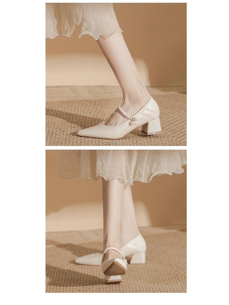 Elegant French Pearl Mary Jane Heels - Retro Hong Kong Style Skirt & Cheongsam Match