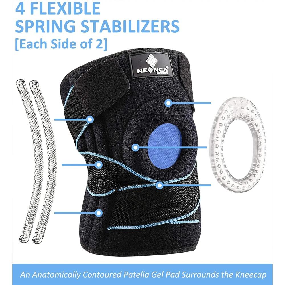 Knee Brace with Side Stabilizers for Meniscus Tear Knee Pain ACL MCL Injury Recovery Adjustable Knee Support for Men and Women