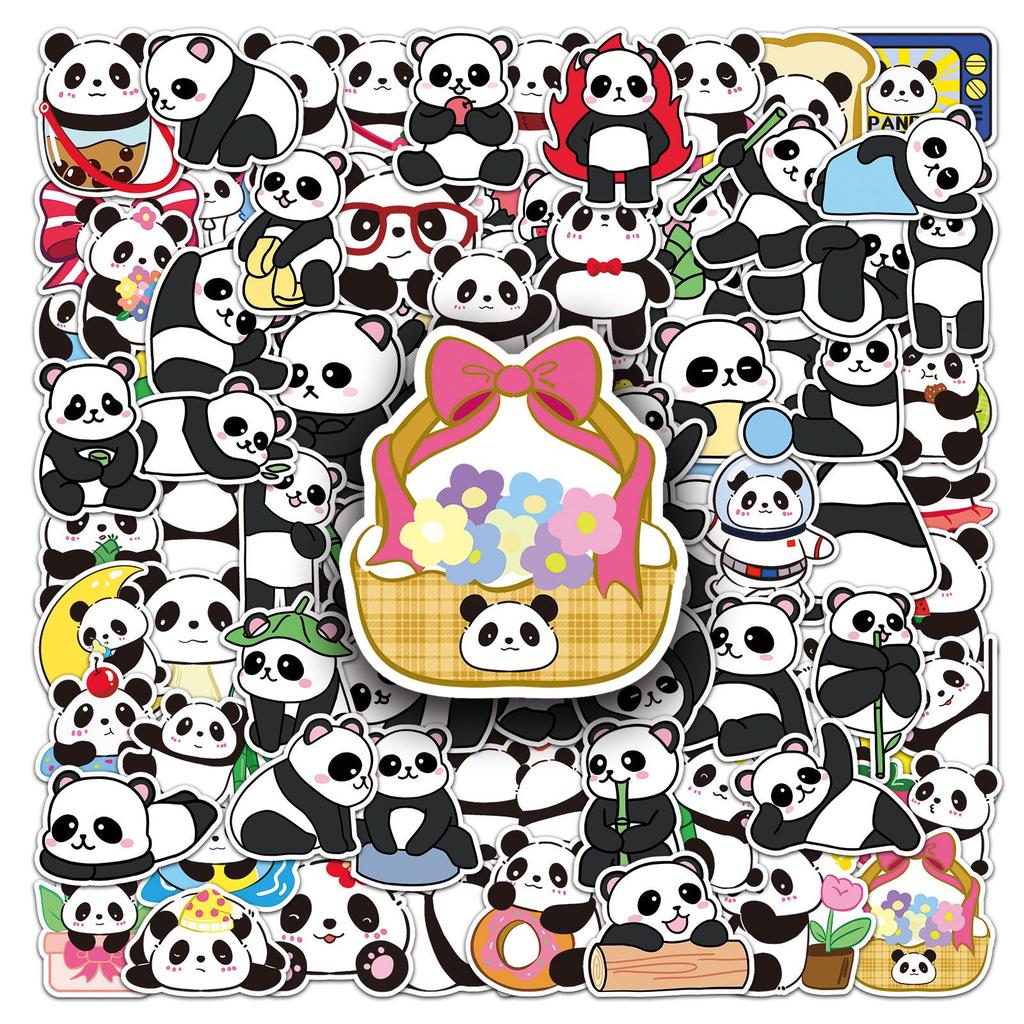 100 Original Panda Graffiti Stickers - Cute Animal Decor for Water Bottles, Phone Cases, and Computers