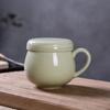 330ml Longquan Celadon Filter Tea Separator Cup Traditional Tea Mug with Infuser Household Tea Soaking Office Water Cup Cafes