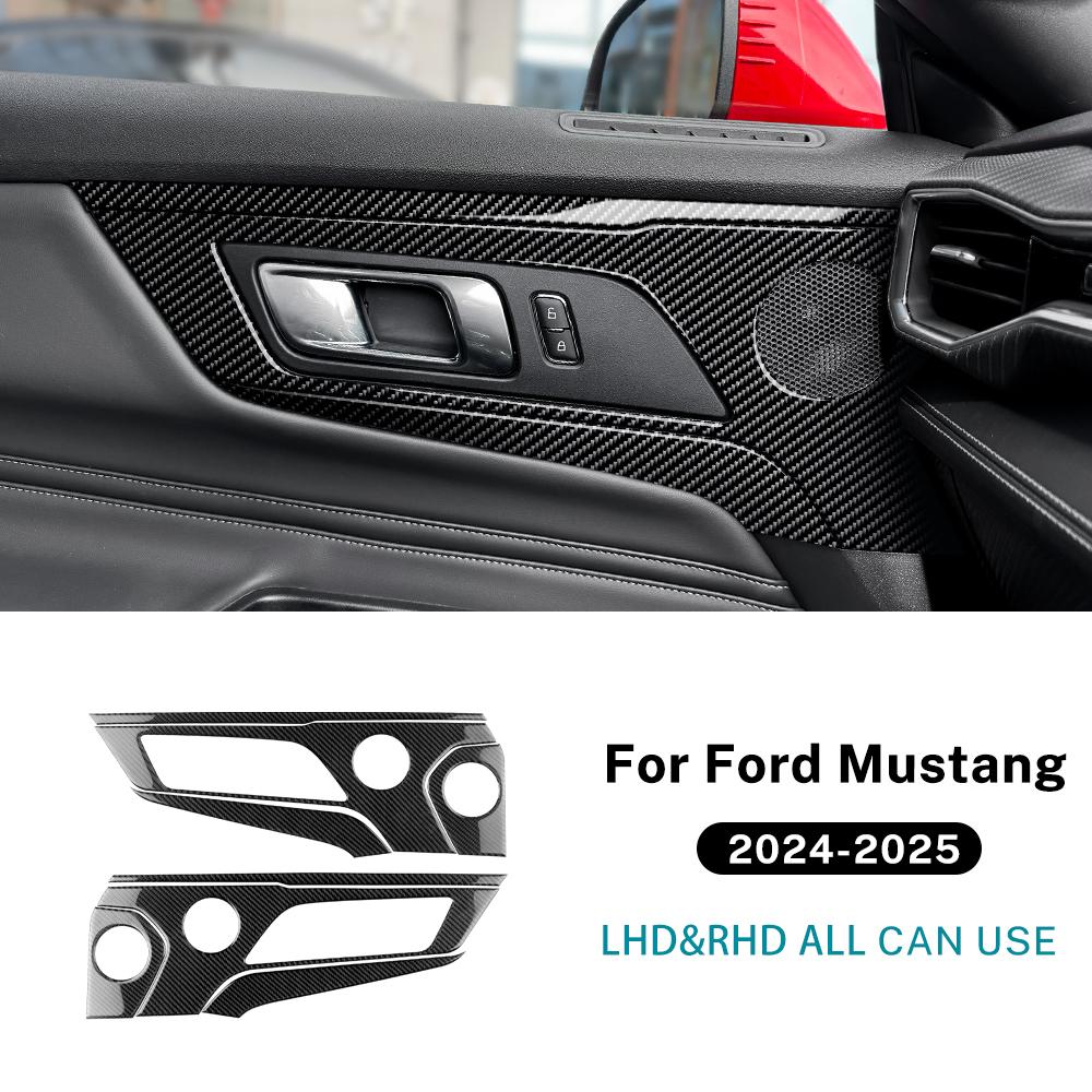 Настоящая мягкая карбоновая наклейка для Ford Mustang GT Dark Horse EcoBoost 2025 2025 LHD RHD Панель динамика двери автомобиля Внутренняя отделка