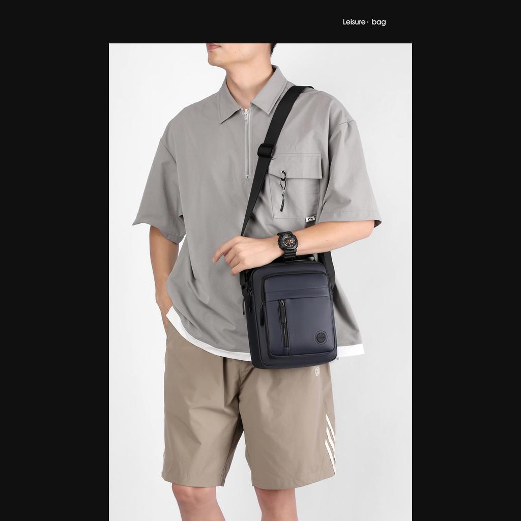 New Leather Film Simple Men's Shoulder Bag Casual Sports Bag Men's Solid Color Waterproof Trendy Bag Messenger Bag