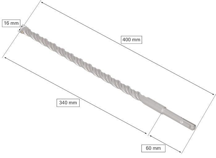 Foret SDS+ - KOTARBAU - 16 X 400 Mm - Alliage Métallique - Acier Trempé - Fixation SDS+