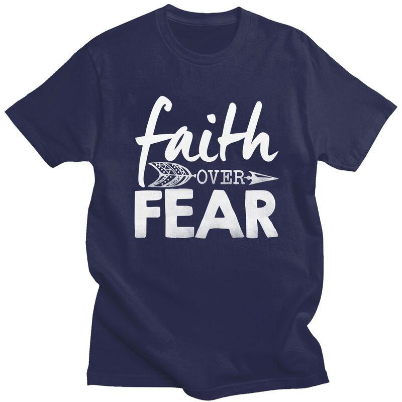 Custom Faith Over Fear Christian Arrow T Shirts Men Pure Cotton Tee Tops Tshirt Tshirt Clothes