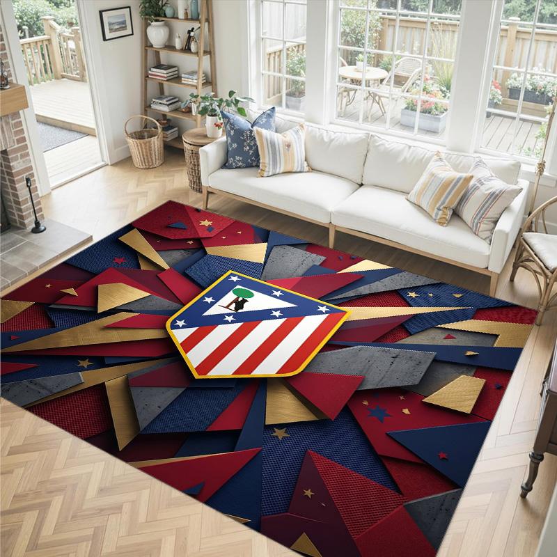 Atletico Madrid Design Crystal Velvet Carpet Cozy Non?Slip Printed Rug For Bedroom Living Room Entrance