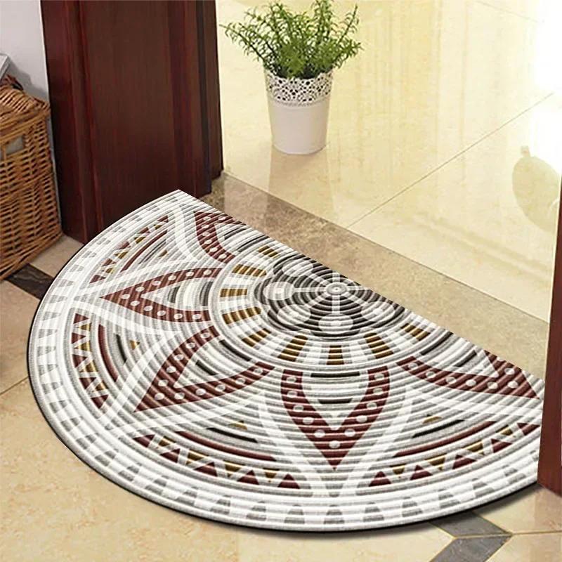1PC Retro Door Rug Semi-circular Floor Mat Entrance Door Rugs Non-slip Absorbent Bathroom Mat Room Home Decoration Hogar Tapete
