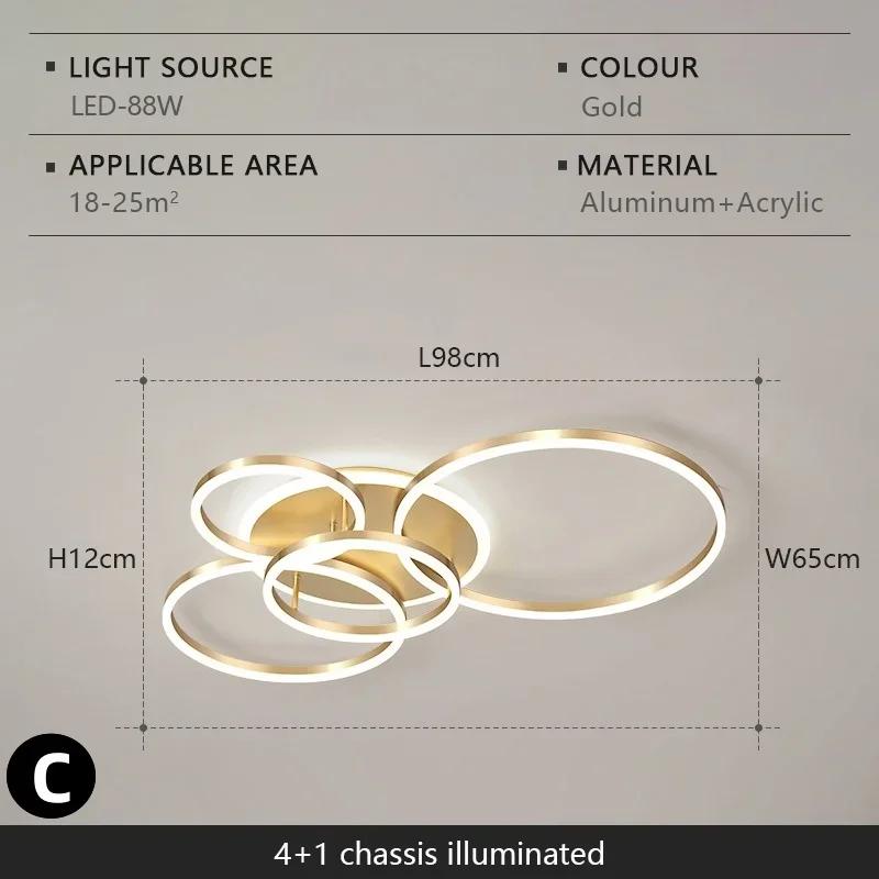 LED Chandelier Modern Creative Luxury Circular Dimmable Ceiling Light Villa Living Room Dining Room Interior Decoration Light