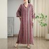 Real Early Autumn New Color Holiday Style Travel Retro Long Dress Covering Meat Cotton and Linen Dress