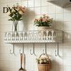 French Country Wall Shelf Mounted Floating Shelves, Metal with 5 Hooks, Key Holder Rustic Plant Stand Mail Organizer, Storage Rack for Entryway Living