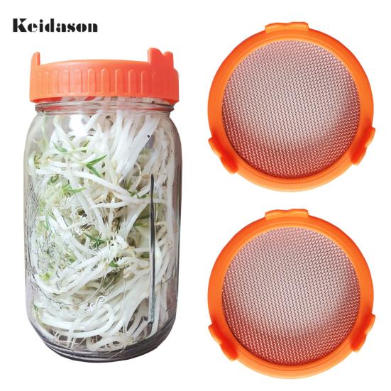 Durable Fine Holes Bright Color Sprout Lid Mason Jar Plastic with Stainless Steel Screen for Household
