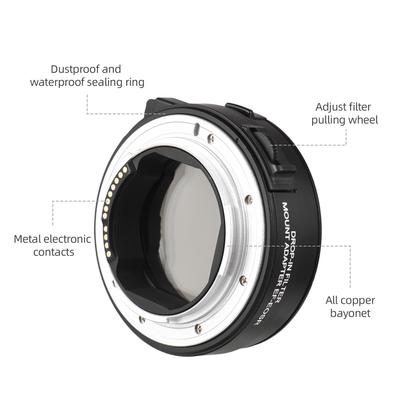 EF-EOSR PRO Lens Adapter Auto Focus Camera Mount Ring with ND Filter Electronic Aperture Control