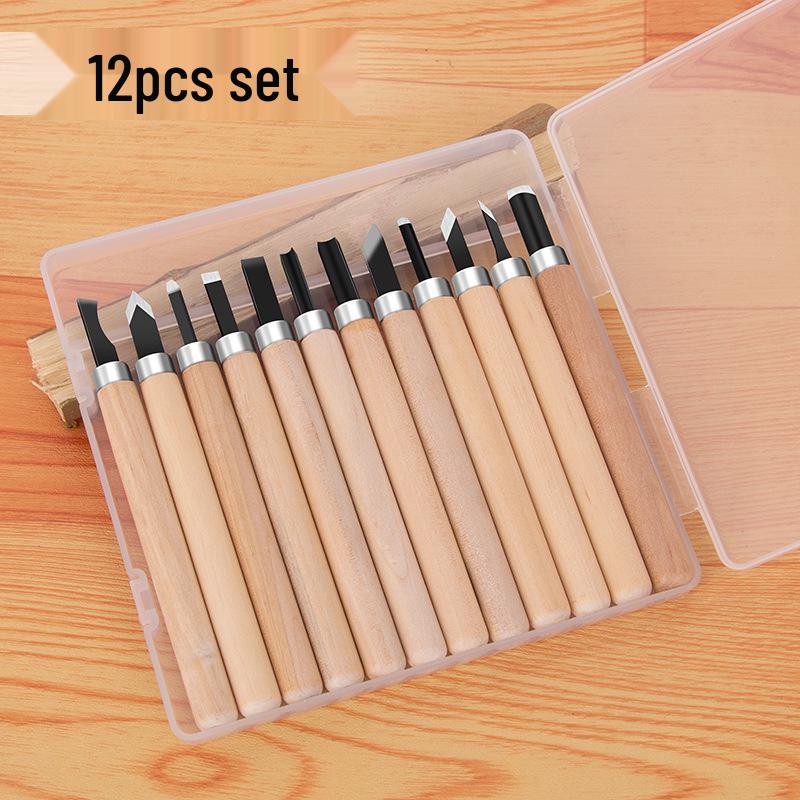 Comprehensive Wood Carving & Stamp Set: Includes Hand-Carved Knives, Carpenter Tools, and Carving Materials for Wood, Rubber, and Plaster.