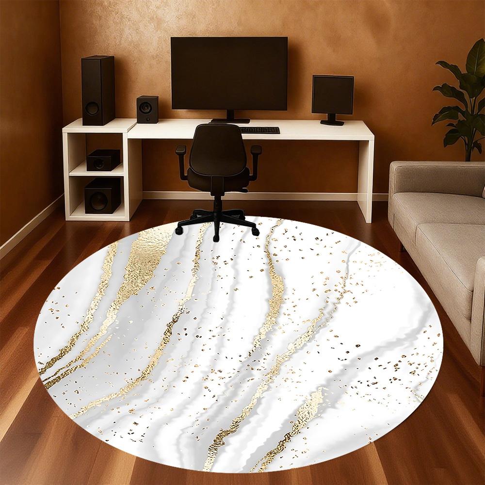 1pc Marble Gold Round Chair mat Area Rug - Non-Slip, Floor Mat for Office, Bedroom, and Indoor Decor c1125349