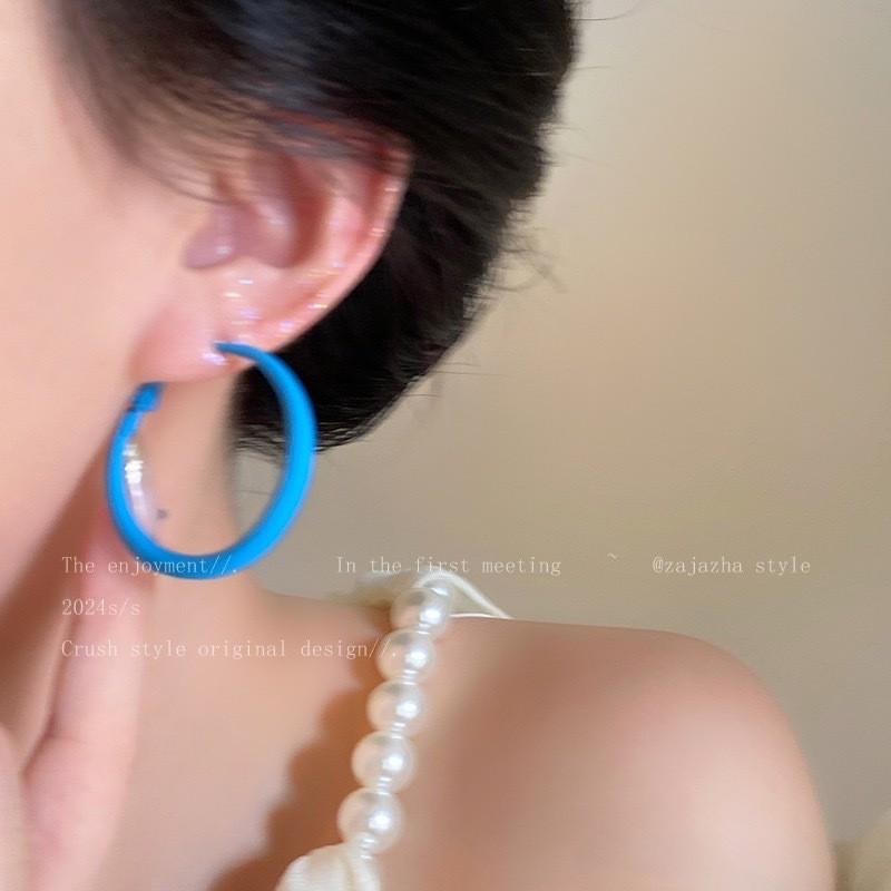 Pinkdudu Yellow Dopamine Style Dangle Earrings Colorful Hoop Earrings for Summer Beach Vacation for Women PD2525