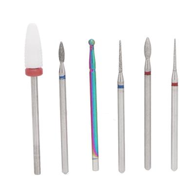 6pcs Ceramic Nail Drill Bit High Strength Polishing Tungsten Ceramic Cuticle Remover Bits for Nail