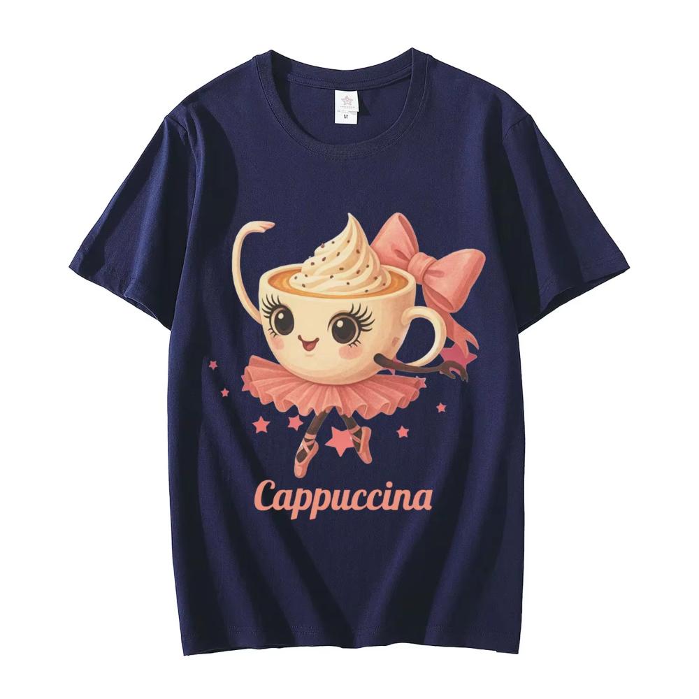 Ballerina Cappuccina T-Shirt Funny Italian Brainrot Meme T Shirts Men Women Clothing Fashion Y2k Aesthetic Short Sleeve T-Shirts