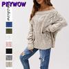 Women's Fashion Casual Solid Color Print Autumn Winter Long Sleeve Loose Sweaters