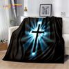 Couverture douce en flanelle 3D Priez Sainte Bible Croix Jésus pour Lit Chambre Canapé Pique-nique, Couverture à jeter pour Couverture Extérieur Loisirs Sieste Cadeau