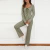Ladies' Casual And Fashionable Striped Wide-leg Lace-up Suit