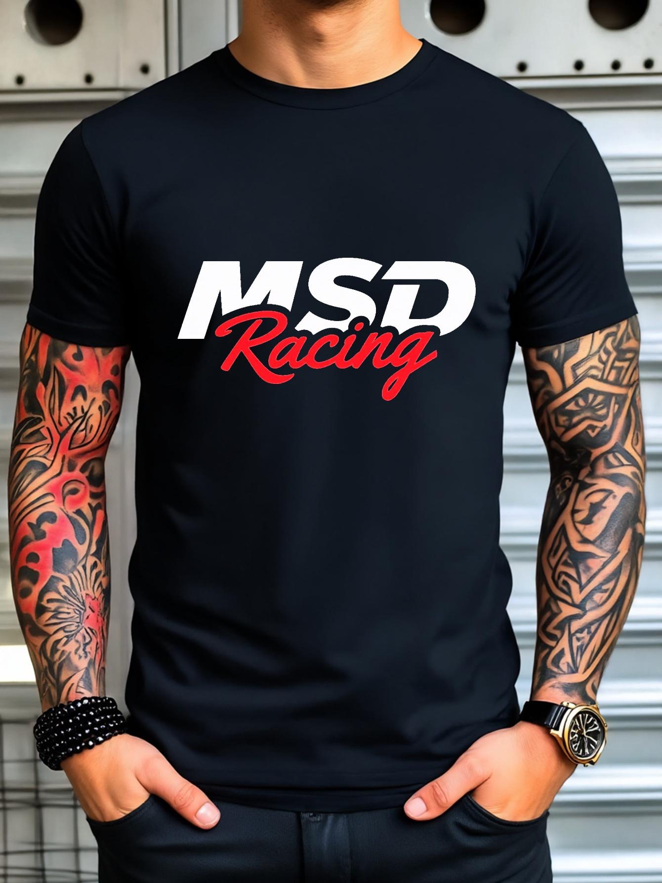 Cotton Blend T-shirt with Msd Racing Graphic Print - Micro-Stretch Knit Fabric XXL