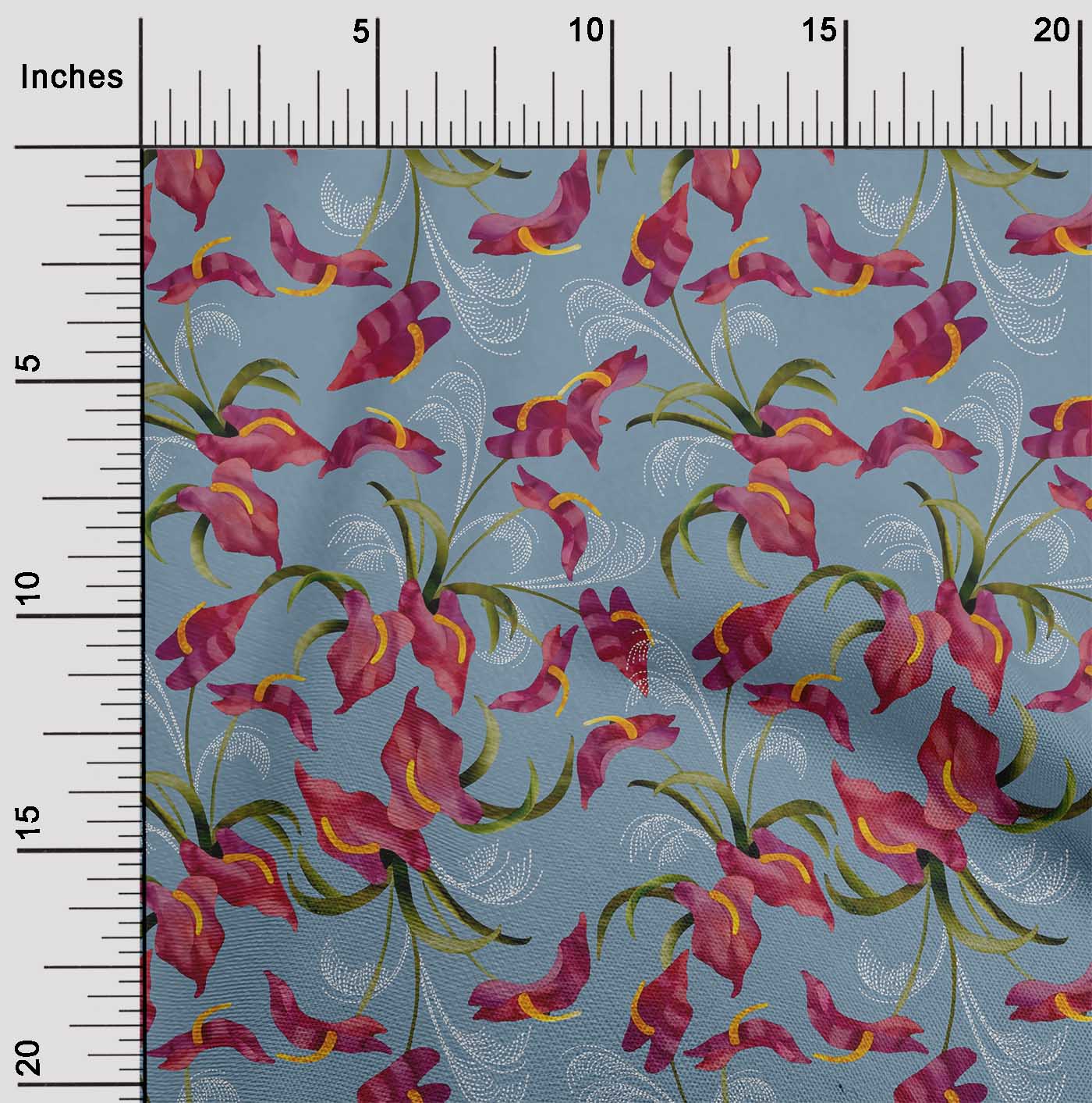 

OneOone Cotton Flex Fabric Laceleaf Leaves Sashiko Printed Craft Fabric BTY 40 дюймів 42 Inch Wide - Viscose Chiffon небо синє кольору