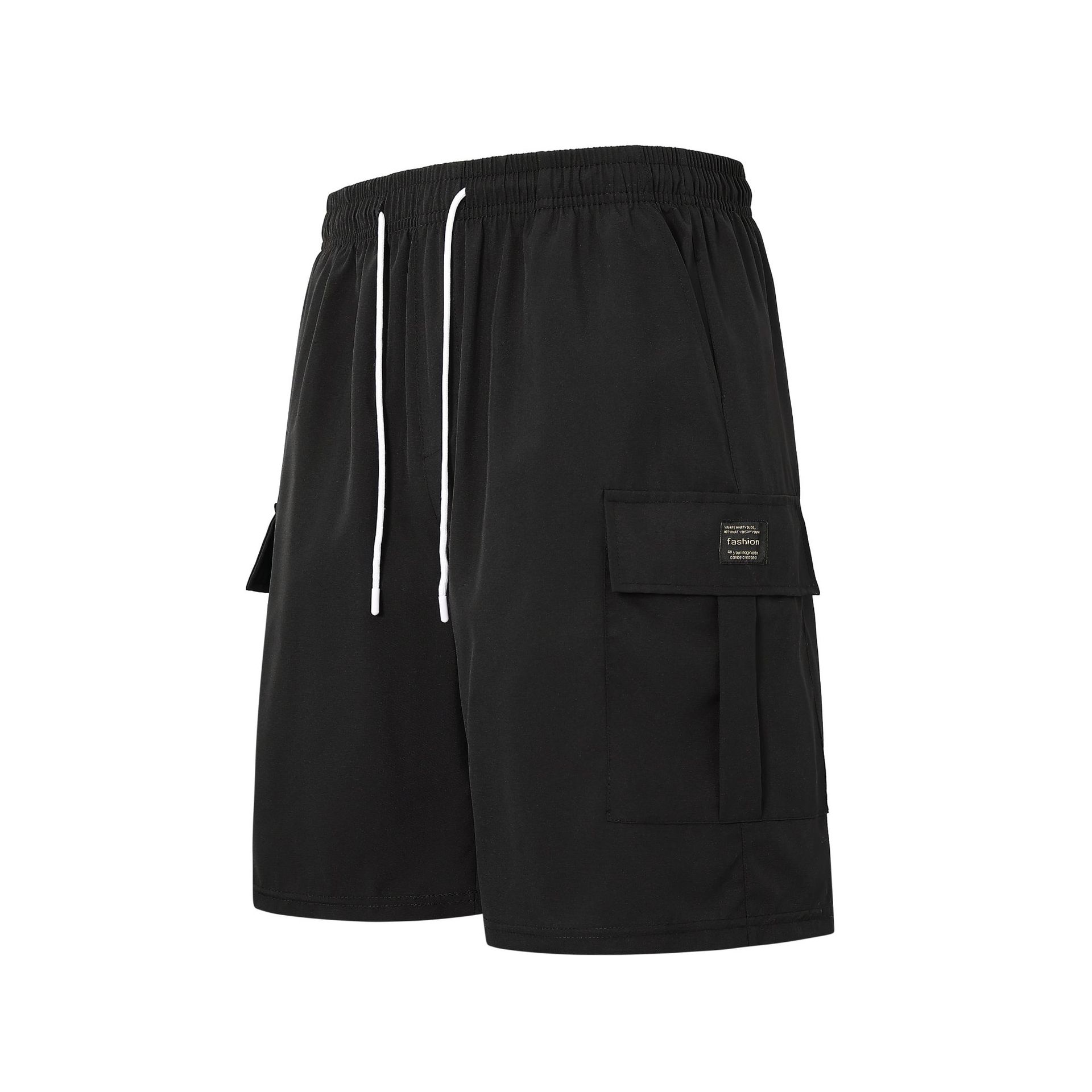 

European Size Sports Casual Cargo Shorts Men s Outdoor Breathable Loose Men s Quarter Pants Foreign Trade 2XL чёрный