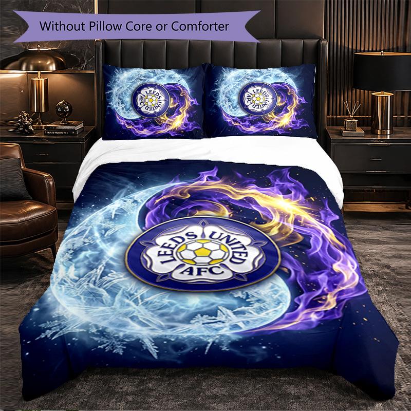 Leeds United Football Set Lenzuola 3 Pezzi Morbido Set Copripiumino con Federe Set Decorazione Camera da Letto per la Casa