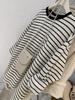 2218 Embroidered Brushed Striped Mid-Length T-Shirt - Early Spring 2023 Edition for Women