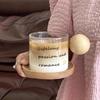 Glass Cup Coffee Mug Galsses Cup with Saucer Household Heat-resistant Cup Large Capacity Ball Wooden Handle Glass Latte Bottle