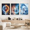 Chinese Anim Nezha Painting Calligraphy HD Canvas Poster living room bedroom bar aesthetic decoration