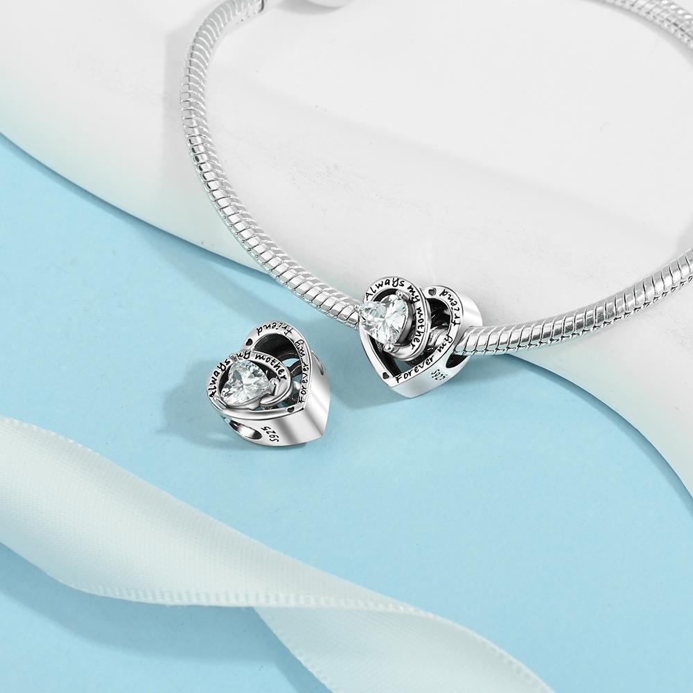 Love Heart Birthstone Beads Birthday Gift Copper Plated For Charms Copper Plated Original Bracelet For Jewelry Making