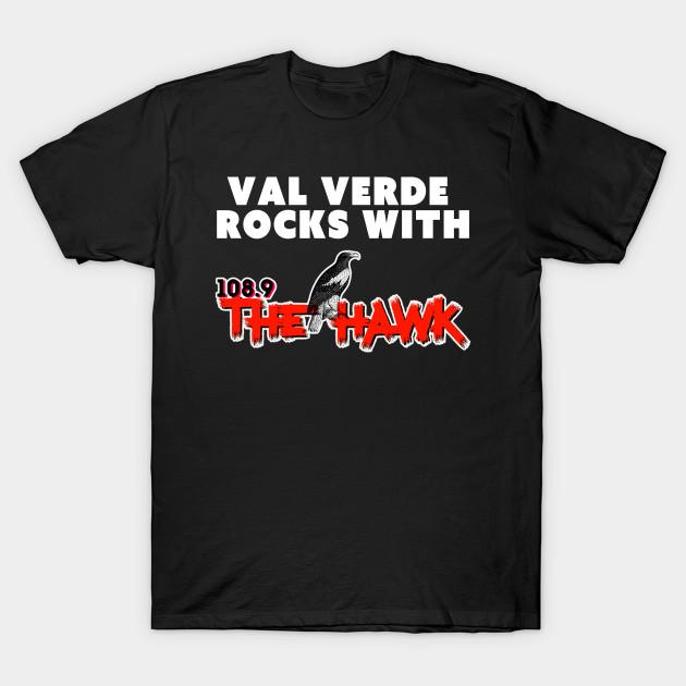 

Men Black Print T-shirt Val Verde Rocks With 108.9 The Hawk (Dark) No-Cut Transfer Paper Print Cotton Tshirt 4XL чорний